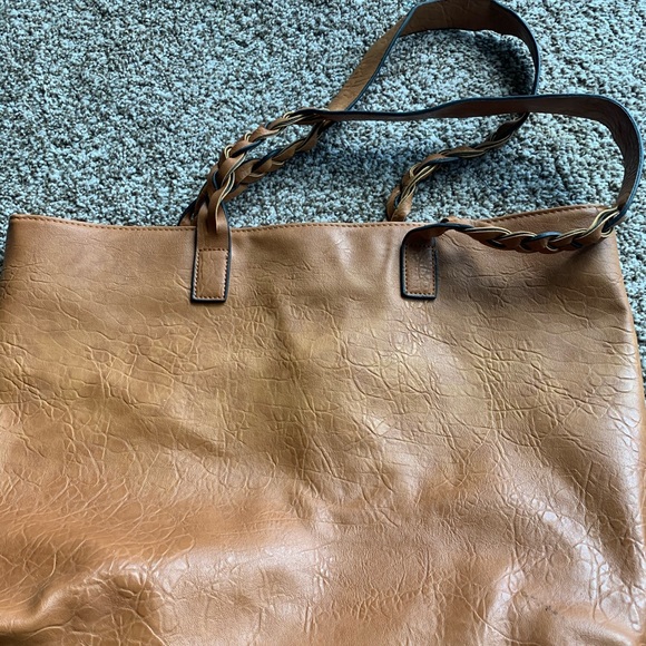 faux leather tote bag with braided straps. - Picture 5 of 6